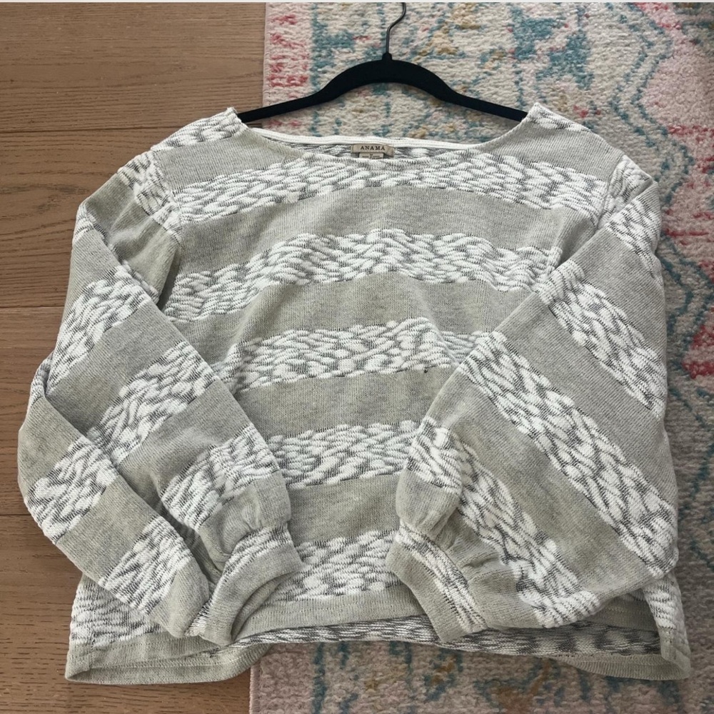 Cozy Gray and White Sweater